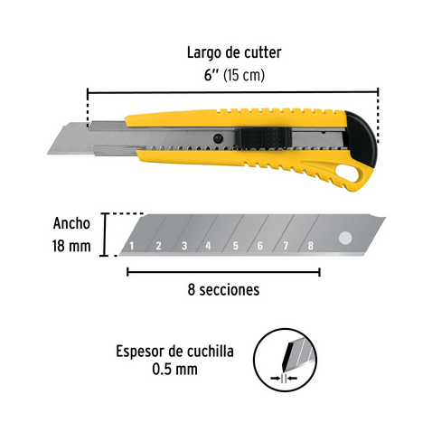 CUTTER DE 18 MM CON ALMA METÁLICA